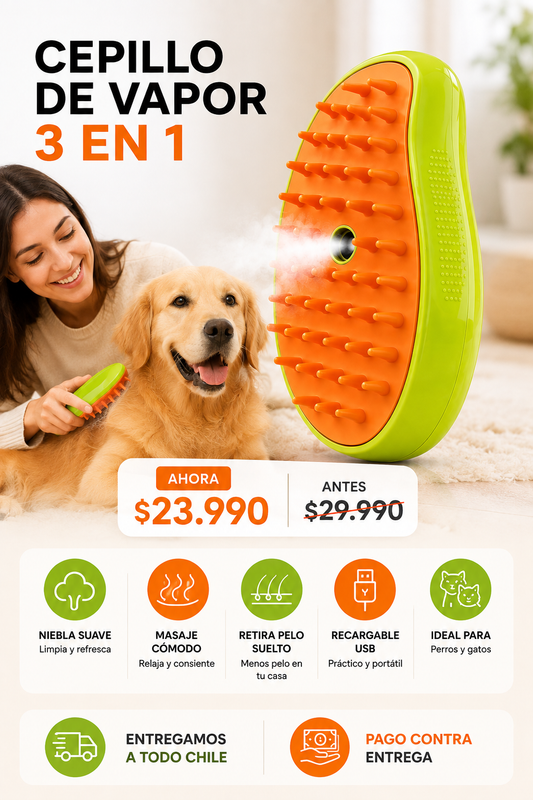 Cepillo a Vapor Para Perros 🐾 y Gatos 🐱