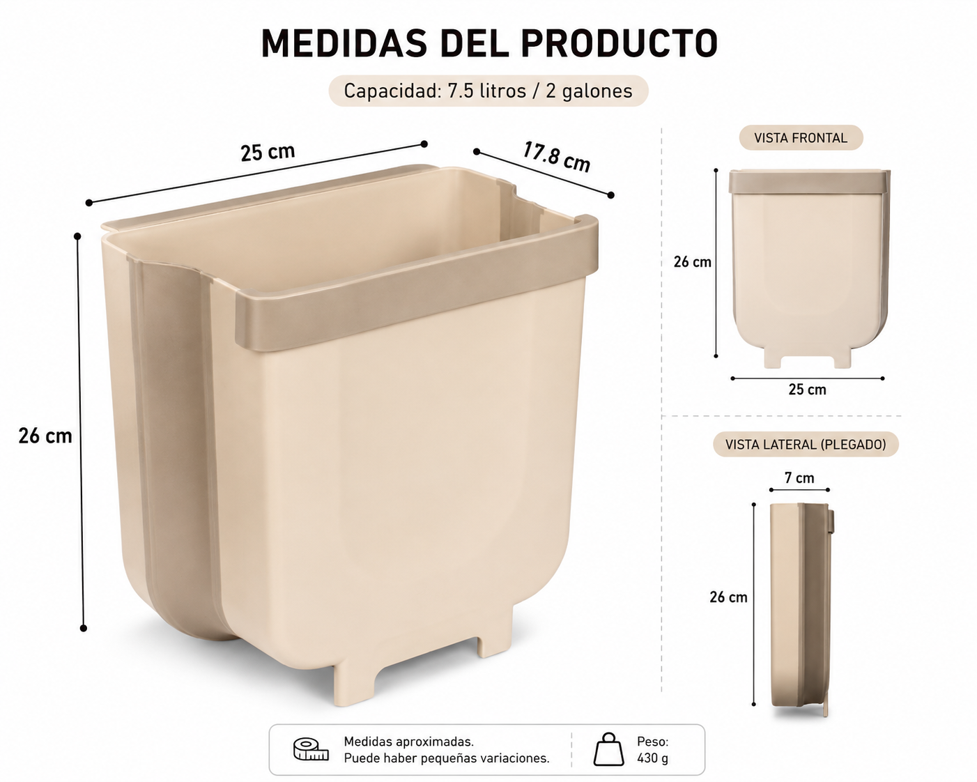 Basurero Plegable y Portátil para tu Cocina