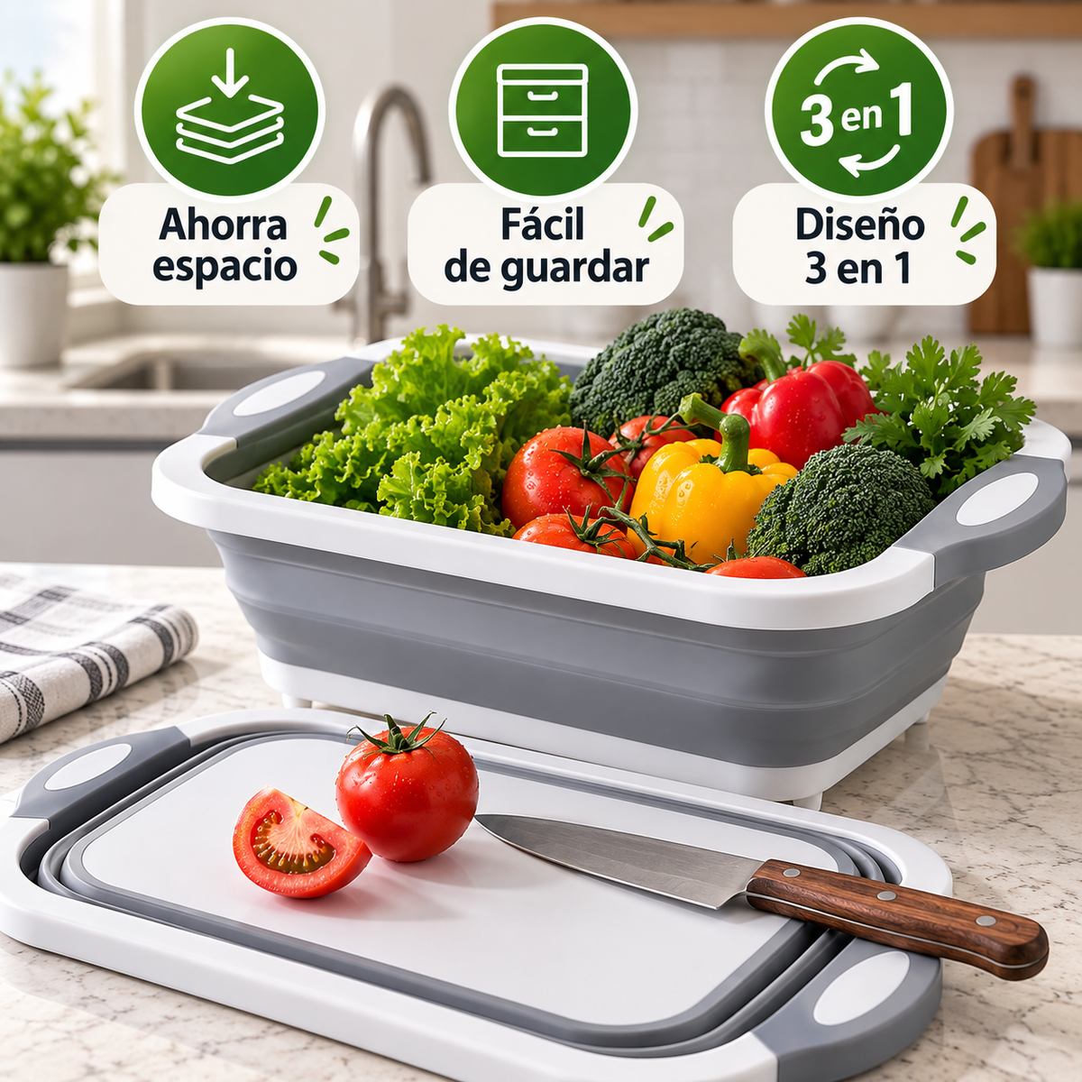 Tabla de Cortar Plegable 3 en 1
